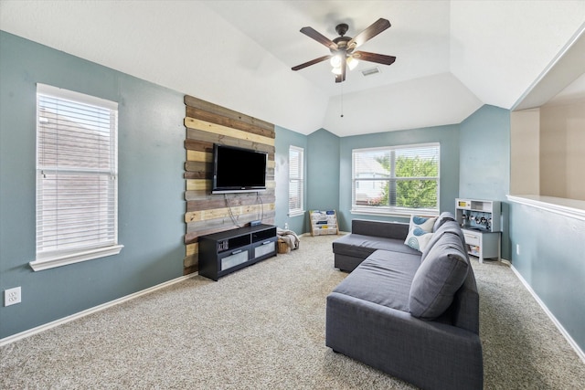 1402 Sullivan Springs Dr, Katy, TX 77494 - carpeted living room featuring a ceiling fan and baseboards