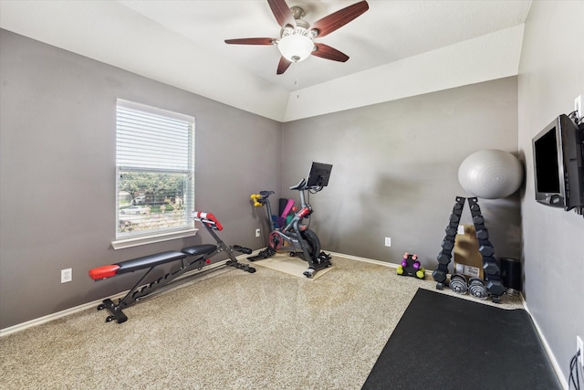 1402 Sullivan Springs Dr, Katy, TX 77494 - workout area with a ceiling fan and carpet flooring