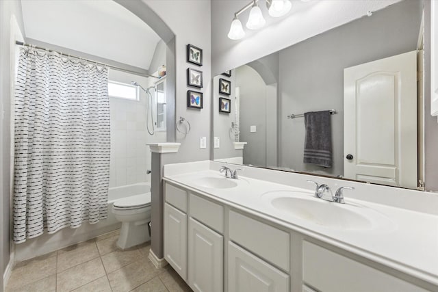1402 Sullivan Springs Dr, Katy, TX 77494 - bathroom with double vanity, shower / bath combination with curtain, and tile patterned flooring