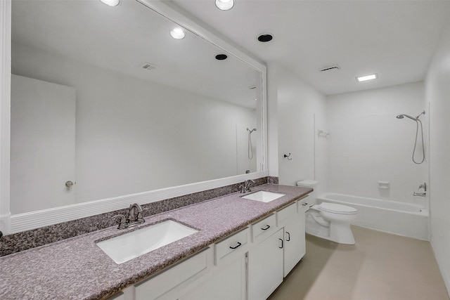 21307 Park Willow Dr, Katy, TX 77450 - full bathroom featuring double vanity, shower / bath combination, and recessed lighting