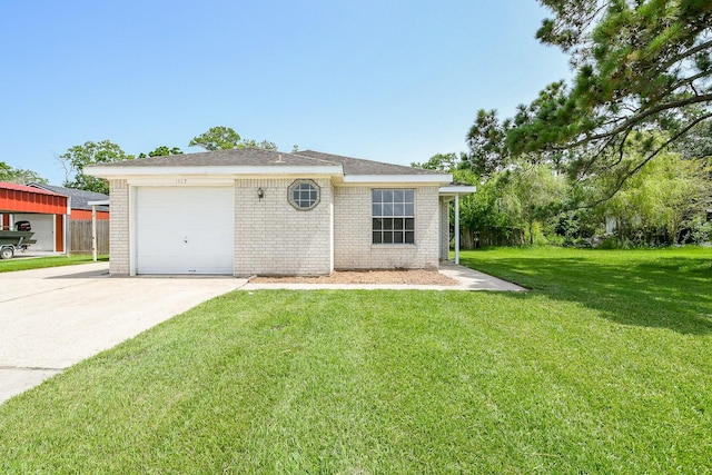 1117 Delores St, Kemah, TX 77565 - single story home with driveway, a front lawn, brick siding, and an attached garage