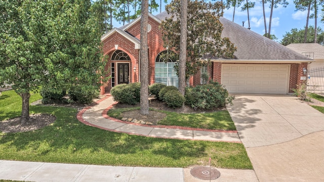 13615 Mierwood Manor Dr, Cypress, TX 77429 - traditional-style house with brick siding, an attached garage, roof with shingles, and concrete driveway