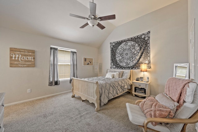 13615 Mierwood Manor Dr, Cypress, TX 77429 - bedroom with vaulted ceiling, carpet, and ceiling fan