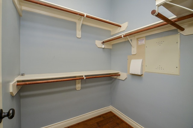 28722 Maple Red Dr, Katy, TX 77494 - walk in closet featuring wood finished floors