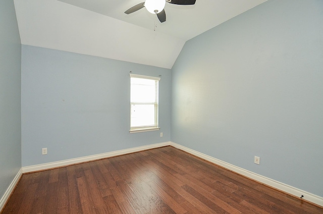 28722 Maple Red Dr, Katy, TX 77494 - unfurnished room with ceiling fan, dark wood-style flooring, and lofted ceiling
