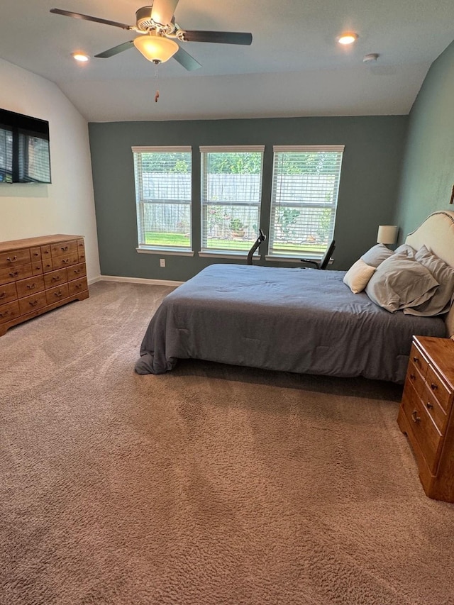 24223 Palomino Sage Trl, Katy, TX 77493 - bedroom featuring multiple windows, light carpet, a ceiling fan, and recessed lighting