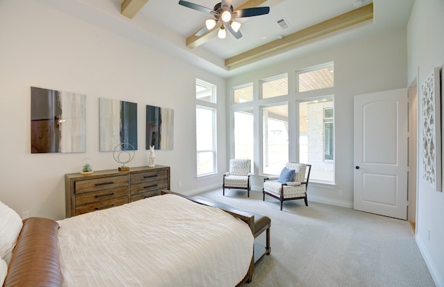 12607 Smokey Sunset Ct, Cypress, TX 77433 - bedroom featuring carpet, a raised ceiling, and a ceiling fan