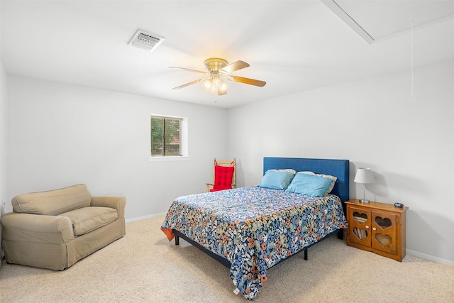 3135 Forest Hill E Rd, La Grange, TX 78945 - carpeted bedroom with attic access and ceiling fan
