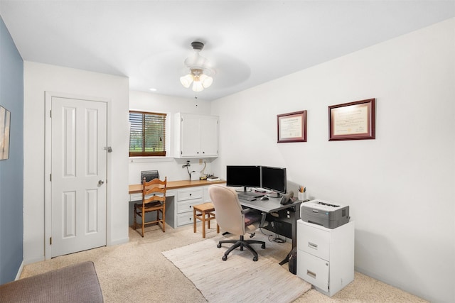3135 Forest Hill E Rd, La Grange, TX 78945 - home office featuring a ceiling fan and light colored carpet