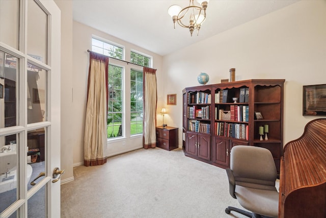 3732 Coral Reef Dr, Seabrook, TX 77586 - office space with carpet flooring and a chandelier