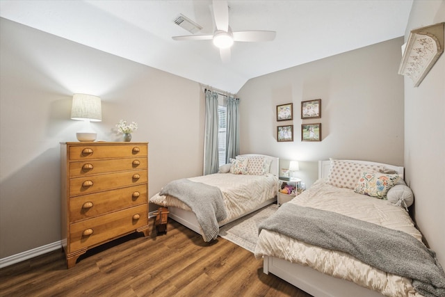 3732 Coral Reef Dr, Seabrook, TX 77586 - bedroom with wood finished floors, ceiling fan, and vaulted ceiling