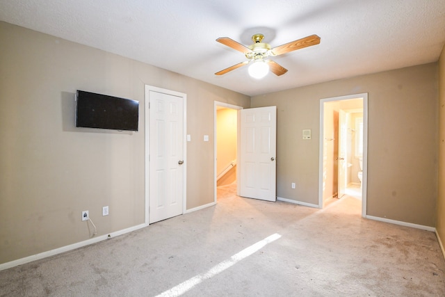 5838 Mountain View Dr, Houston, TX 77345 - unfurnished bedroom featuring light colored carpet, connected bathroom, and ceiling fan