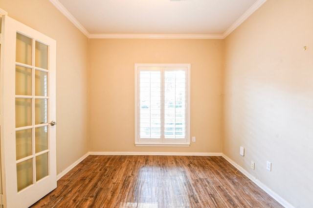 5838 Mountain View Dr, Houston, TX 77345 - empty room featuring dark wood finished floors and crown molding