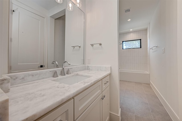 1506 W 43rd St, Houston, TX 77018 - full bathroom featuring vanity, washtub / shower combination, and recessed lighting