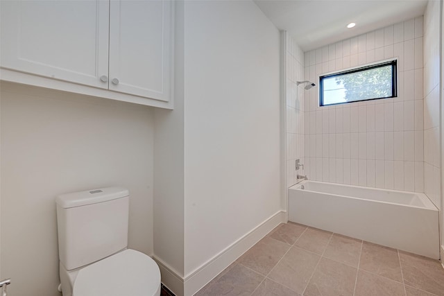 1506 W 43rd St, Houston, TX 77018 - bathroom featuring shower / tub combination, tile patterned flooring, and recessed lighting