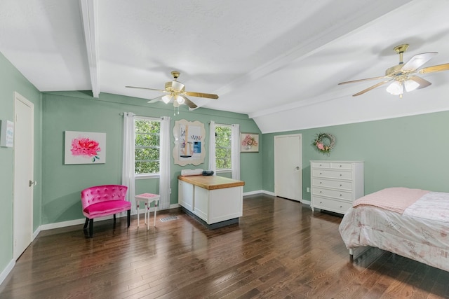 8918 James Ct, Magnolia, TX 77354 - bedroom with dark wood-style flooring and ceiling fan