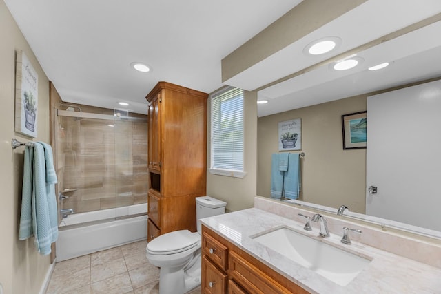8918 James Ct, Magnolia, TX 77354 - full bath with vanity, shower / washtub combination, tile patterned flooring, and recessed lighting