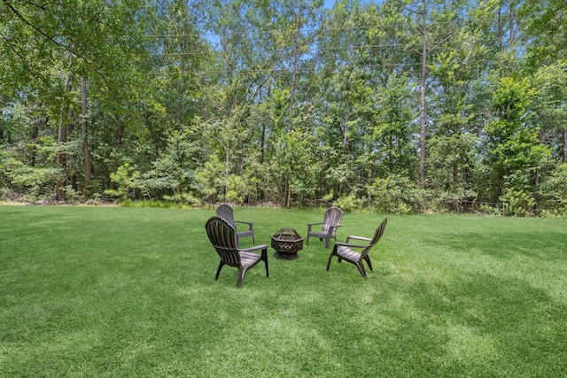 8918 James Ct, Magnolia, TX 77354 - view of grassy yard with a fire pit