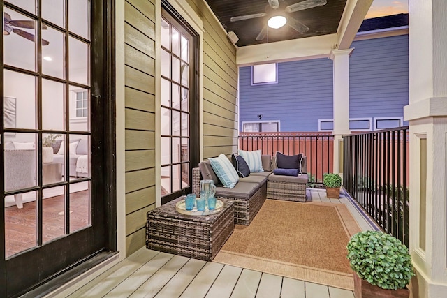 1022 W 22nd St, Houston, TX 77008 - wooden terrace with ceiling fan and an outdoor living space