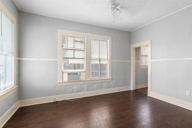 714 44th St, Galveston, TX 77550 - spare room with hardwood / wood-style floors, a ceiling fan, and cooling unit