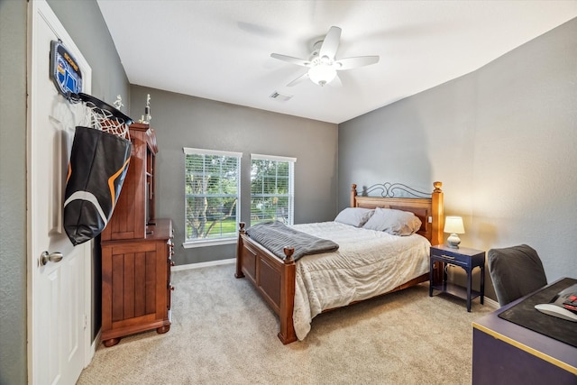 7815 Camden Hollow Ln, Humble, TX 77396 - bedroom featuring light colored carpet and ceiling fan