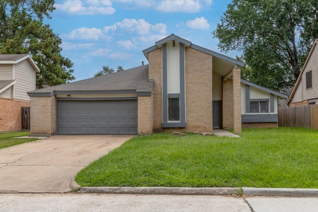 16830 Spruce Run Dr, Spring, TX 77379 - mid-century home with a garage, concrete driveway, and brick siding