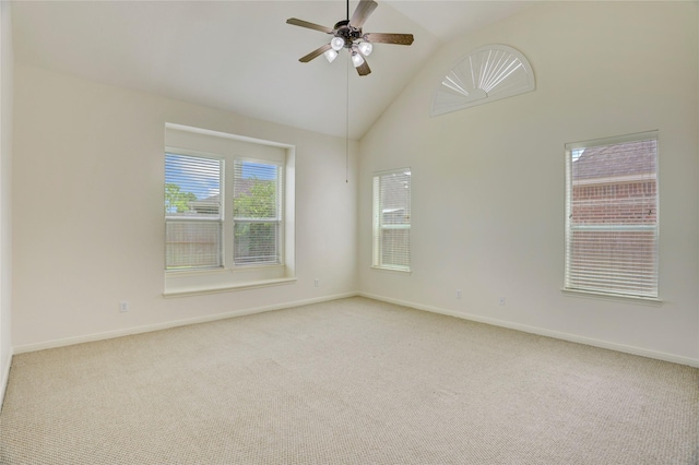 13508 Sweet Wind Ct, Pearland, TX 77584 - unfurnished room with carpet flooring, ceiling fan, and high vaulted ceiling