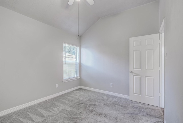 8014 Pine Wood Ct, Baytown, TX 77523 - carpeted spare room with vaulted ceiling and ceiling fan