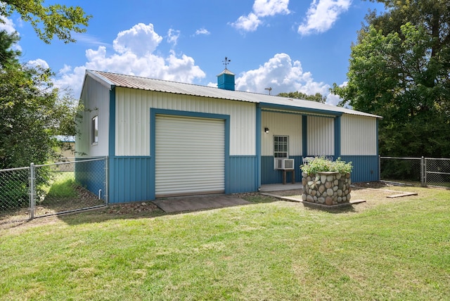 9119 Bush Buck Ln, Conroe, TX 77303 - rear view of house with a chimney, a metal roof, and an outdoor structure