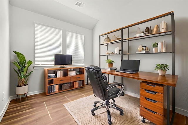 3023 Tantara Dr, Katy, TX 77493 - home office featuring light wood finished floors and lofted ceiling