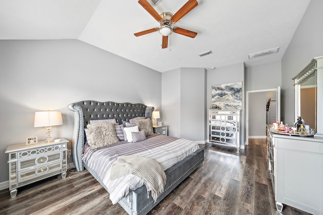 1727 Caldbeck Ln, Fresno, TX 77545 - bedroom with wood finished floors, a ceiling fan, and lofted ceiling