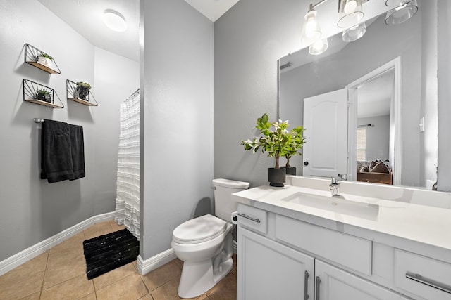 1727 Caldbeck Ln, Fresno, TX 77545 - full bath featuring vanity, tile patterned flooring, and a shower with curtain