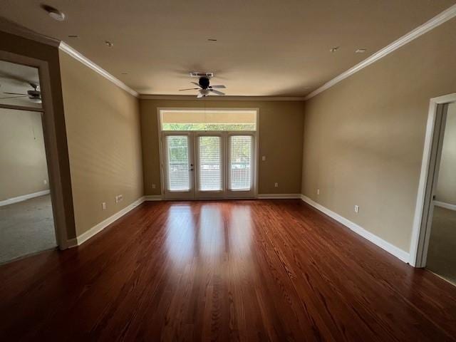 300 St Joseph Pkwy Unit 116, Houston, TX 77002 - unfurnished room with a ceiling fan, ornamental molding, and dark wood finished floors