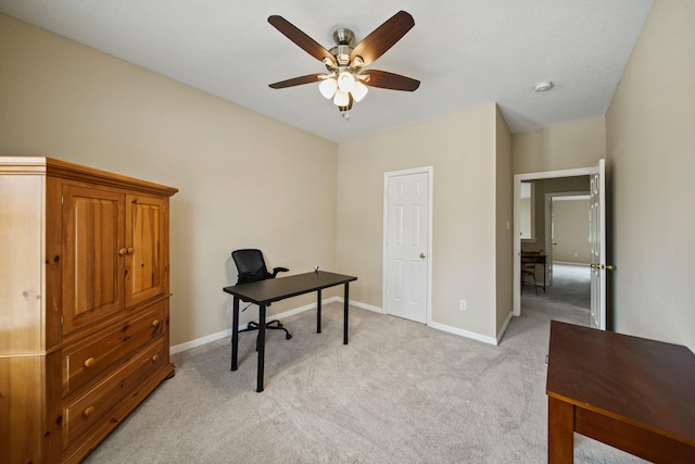 3207 Summerwind Ct, Pearland, TX 77584 - home office with a ceiling fan and light carpet