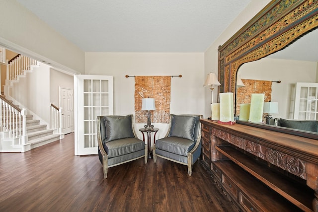3207 Summerwind Ct, Pearland, TX 77584 - sitting room with stairs and wood finished floors