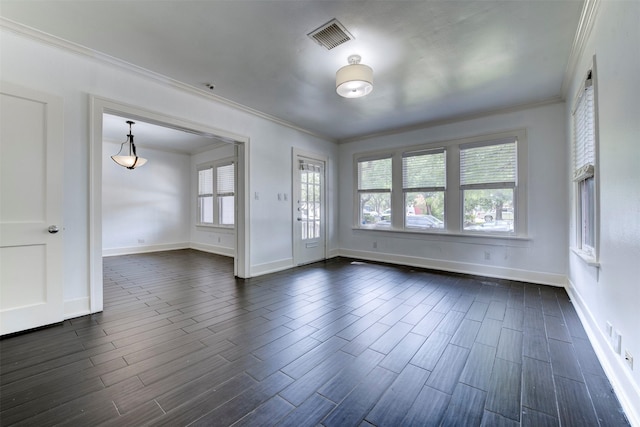 2027 Huldy St, Houston, TX 77019 - unfurnished room with ornamental molding and dark wood-type flooring