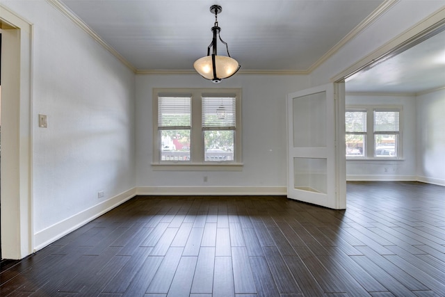 2027 Huldy St, Houston, TX 77019 - spare room featuring healthy amount of natural light, dark wood-style floors, and crown molding