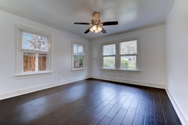 2027 Huldy St, Houston, TX 77019 - unfurnished room featuring dark wood-type flooring, crown molding, and ceiling fan