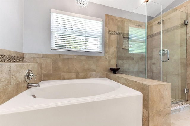 17214 Palm Falls Ct, Houston, TX 77095 - bathroom with a garden tub and a stall shower