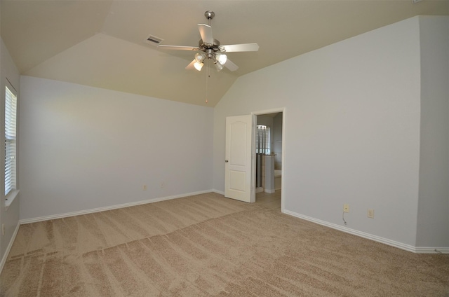 21514 Colton Cove Dr, Houston, TX 77095 - spare room with lofted ceiling, ceiling fan, and carpet flooring