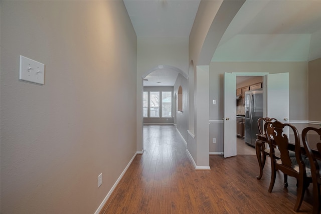21619 Oakcreek Ct, Katy, TX 77450 - hall featuring arched walkways and wood finished floors