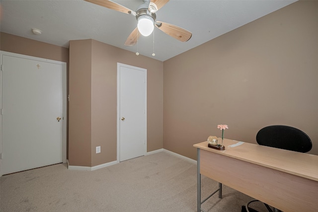 21619 Oakcreek Ct, Katy, TX 77450 - home office featuring light carpet and a ceiling fan