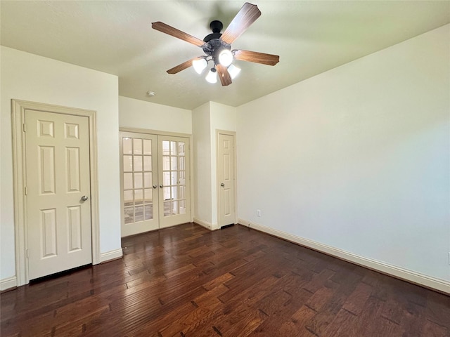 8110 Hideaway Run Way, Spring, TX 77389 - empty room featuring french doors, dark wood finished floors, and ceiling fan