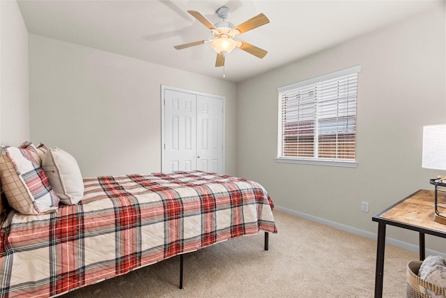 423 Carson Ridge Dr, Spring, TX 77386 - bedroom with carpet floors, a closet, and ceiling fan