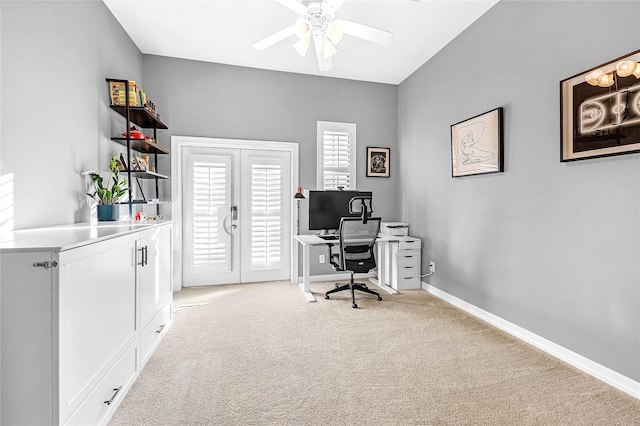 2043 W 14th 1/2 St, Houston, TX 77008 - home office featuring ceiling fan and light carpet