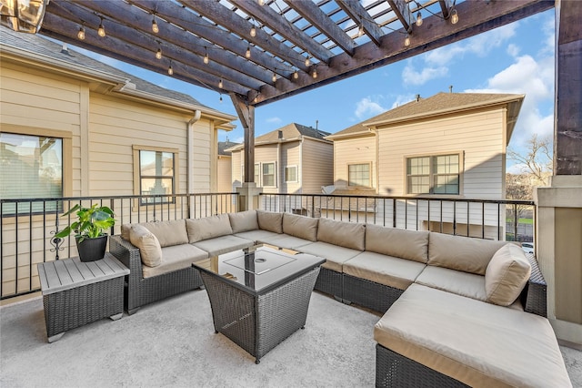 2043 W 14th 1/2 St, Houston, TX 77008 - view of patio / terrace featuring an outdoor hangout area and a pergola