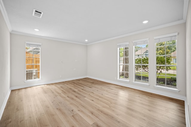 3503 Arbor Terrace Ct, Spring, TX 77388 - empty room with ornamental molding, light wood finished floors, and recessed lighting