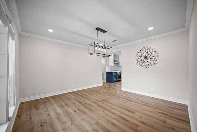 3503 Arbor Terrace Ct, Spring, TX 77388 - unfurnished dining area featuring light wood-style floors, ornamental molding, and recessed lighting