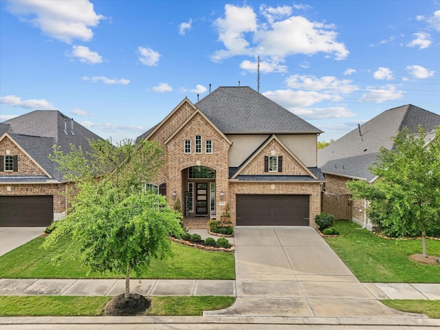 3723 Kerr Commons Ln, Houston, TX 77059 - french provincial home with driveway, brick siding, roof with shingles, and an attached garage