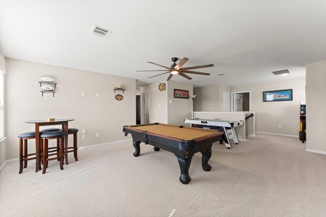 23707 Pennington Hills Dr, Spring, TX 77389 - recreation room featuring pool table, light colored carpet, and a ceiling fan